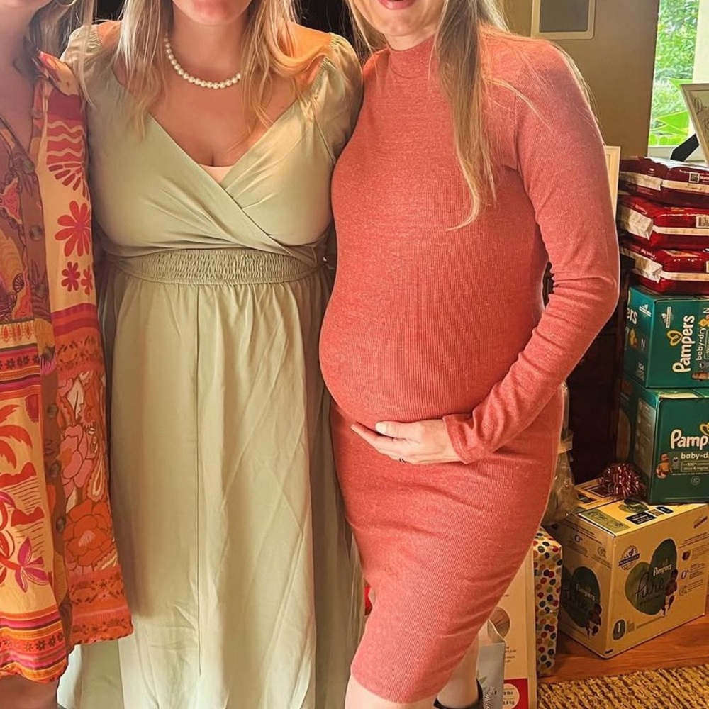 Heart & Hips Burnt Orange Maternity Long Sleeve Dress Size M